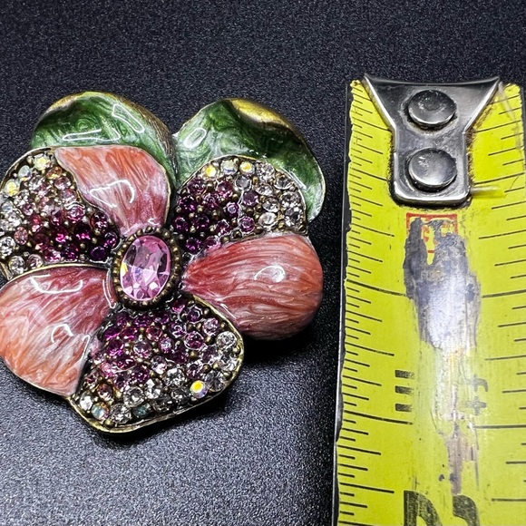Jay Strongwater signed Floral Brooch or Pendant Pink, Green, AB Accent Crystals! - Picture 5 of 6